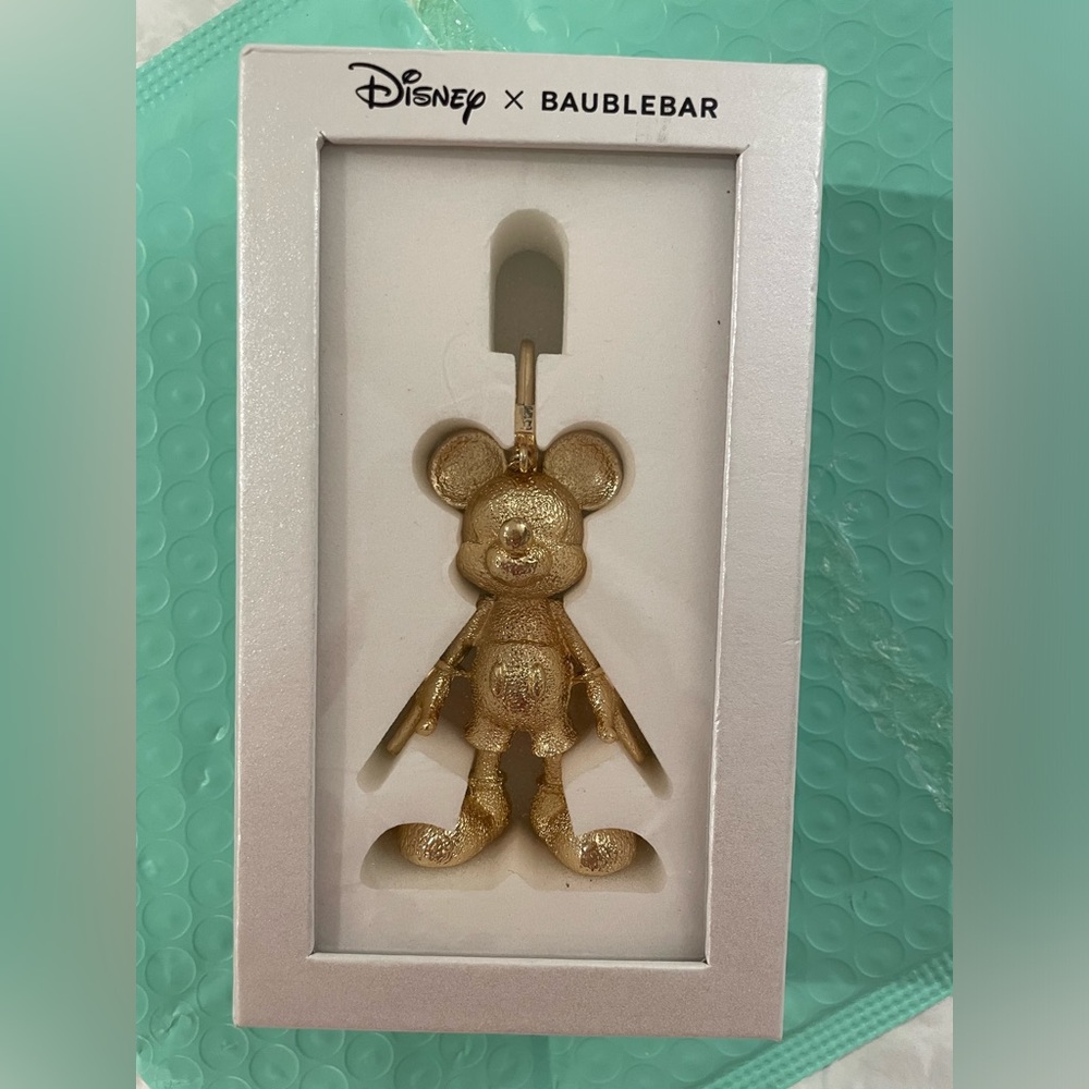 Disney BaubleBar Gold Mickey Keychain Bag Charm